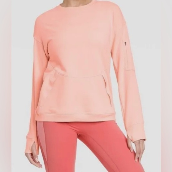 All in Motion Womens Size Medium Peach Color Activewear Sweatshirt Top Pockets - Picture 3 of 10